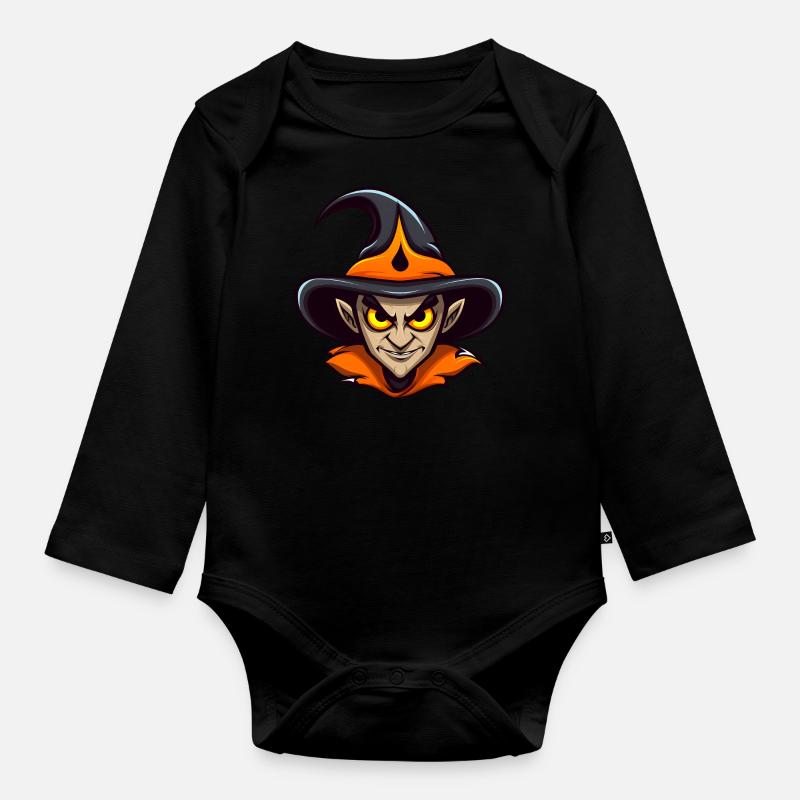 Süßer Halloween Hexer - Baby Bio-Langarm-Body - Schwarz