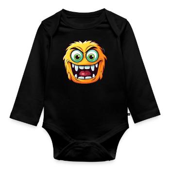 Niedliches Halloween Monster - Baby Bio-Langarm-Body - Schwarz - Vorne