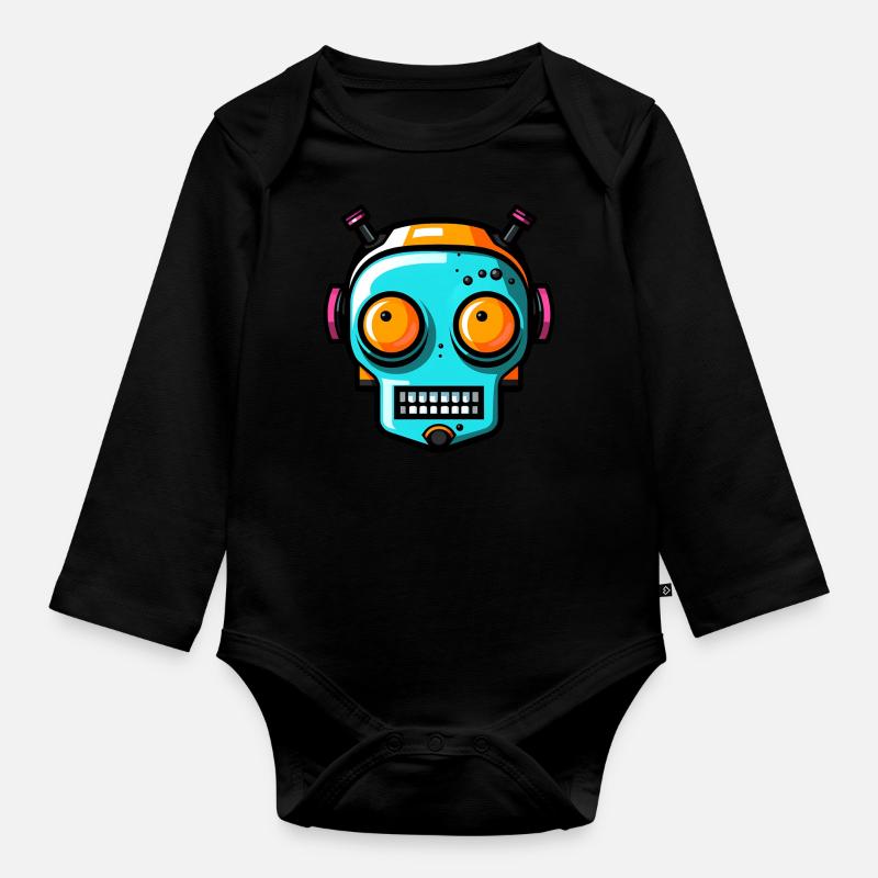 Robot d’Halloween mignon - Body Bébé bio manches longues - noir