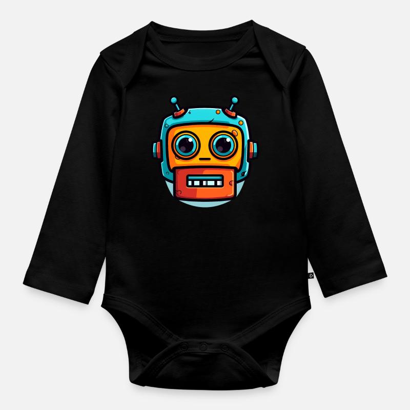 Süßer Halloween Roboter - Baby Bio-Langarm-Body - Schwarz