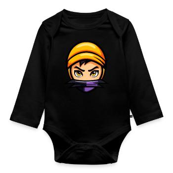 Niedlicher Halloween Ninja - Baby Bio-Langarm-Body - Schwarz - Vorne