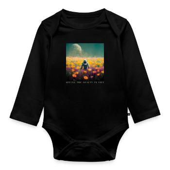 Voir la beauté du vaisseau spatial cosmonaute - Body Bébé bio manches longues - noir - Devant
