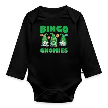 Bingo Gnomies Women Men Funny Bingo - Baby Bio-Langarm-Body - Schwarz - Vorne