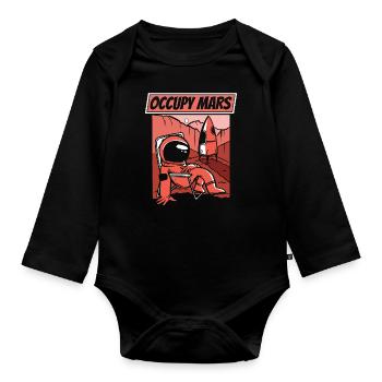 Space, Space, Occupy, Mars - Organic Longsleeve Baby Bodysuit - black - Front