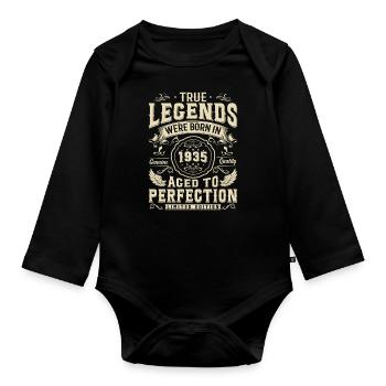 Né en 1935 : une année de légendes - Body Bébé bio manches longues - noir - Devant