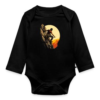 Kletterer Berg Sonnenuntergang Gebirge Mann - Baby Bio-Langarm-Body - Schwarz - Vorne