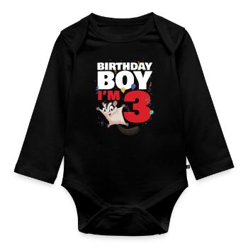 Birthday Boy in 4 Sugar Glider - Organic Longsleeve Baby Bodysuit - black - Front