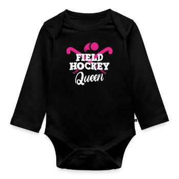Field Hockey Queen Field Hockey - Baby Bio-Langarm-Body - Schwarz - Vorne