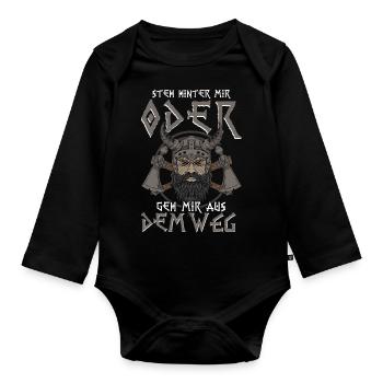 Wikinger Steh Hinter Mir - Baby Bio-Langarm-Body - Schwarz - Vorne