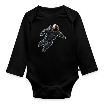 Astronaute Pilote Space Galaxy Rocket Spaceship - Body Bébé bio manches longues - noir - Devant