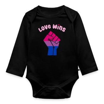 Liebe gewinnt Bisexuellen-Stolz-Faust für Equality - Baby Bio-Langarm-Body - Schwarz - Vorne