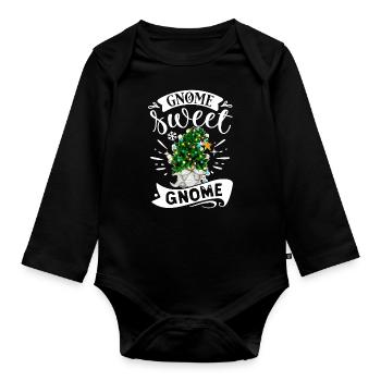 Xmas Gnomies Gnome Sweet Gnome Christmas Gnome - Organic Longsleeve Baby Bodysuit - black - Front