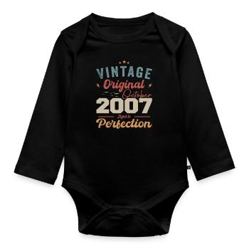 October 2007 Birthday Gift 2007 October - Organic Longsleeve Baby Bodysuit - black - Front