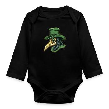 Pestdoktor Doktor Arzt - Baby Bio-Langarm-Body - Schwarz - Vorne