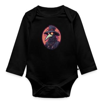 Pestdoktor Doktor Arzt - Baby Bio-Langarm-Body - Schwarz - Vorne