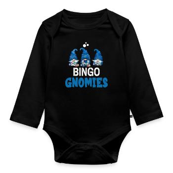 Bingo Gnomies Women Men Funny Bingo - Baby Bio-Langarm-Body - Schwarz - Vorne