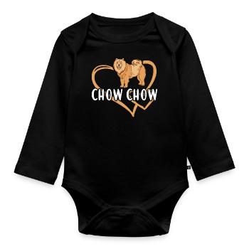 Chow Chow Coeur - Body Bébé bio manches longues - noir - Devant