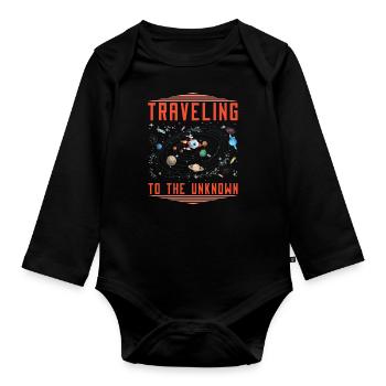 Space Space Travel Space Colonization - Organic Longsleeve Baby Bodysuit - black - Front