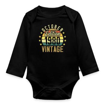 The legends were born in October 1980 - 1980 - Organic Longsleeve Baby Bodysuit - black - Front