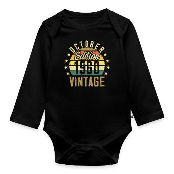 Les légendes sont nées en Octobre 1960 - 1960 - Body Bébé bio manches longues - noir - Devant