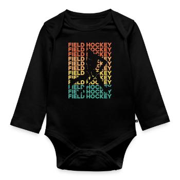 Field Hockey Retro Vintage Field - Baby Bio-Langarm-Body - Schwarz - Vorne