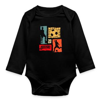 Soccer Player Retro - Organic Longsleeve Baby Bodysuit - black - Front