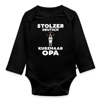 Deutsch Kurzhaar Opa - Baby Bio-Langarm-Body - Schwarz - Vorne