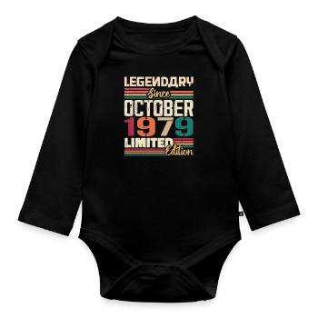 October 1979 Vintage - Birthday Gift 1979 - Organic Longsleeve Baby Bodysuit - black - Front