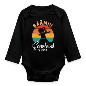 BÄÄM SCHULKIND 2023 - Baby Bio-Langarm-Body - Schwarz - Vorne