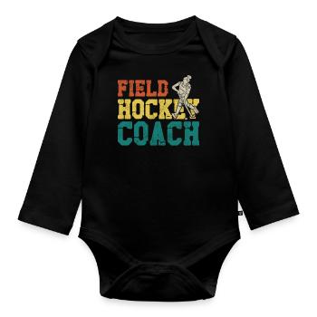Field Hockey Coach Field Hockey - Baby Bio-Langarm-Body - Schwarz - Vorne