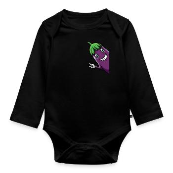 Aubergine Von Seite Obst Gemüse Vegetarisch - Baby Bio-Langarm-Body - Schwarz - Vorne
