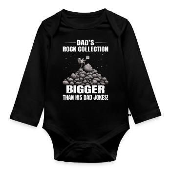 Fels Sammeln Papa Witze Klettergeologe - Baby Bio-Langarm-Body - Schwarz - Vorne