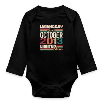 Oktober 2013 Vintage - Geburtstagsgeschenk 2013 - Baby Bio-Langarm-Body - Schwarz - Vorne