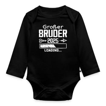 Großer Bruder 2025 - Baby Bio-Langarm-Body - Schwarz - Vorne