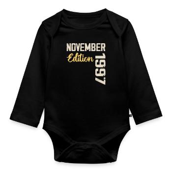Born in November 1997 - Edition 1997 - Organic Longsleeve Baby Bodysuit - black - Front