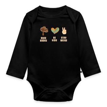 Reading Books Friendly Being Crazy Reading - Organic Longsleeve Baby Bodysuit - black - Front