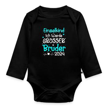 Bald Großer Bruder 2024 - Baby Bio-Langarm-Body - Schwarz - Vorne