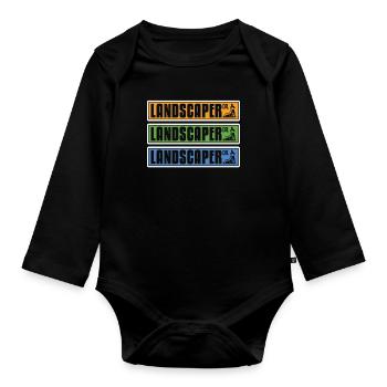 Landscaper DR Gardening Landscaping Lawn Mowing - Organic Longsleeve Baby Bodysuit - black - Front
