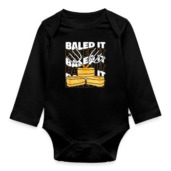 Baled It Agriculture Organic Farmer Farmer - Organic Longsleeve Baby Bodysuit - black - Front