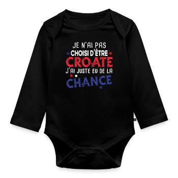 Croate Croatie Europe Cadeau Pays Humour Dubrovnik - Body Bébé bio manches longues - noir - Devant