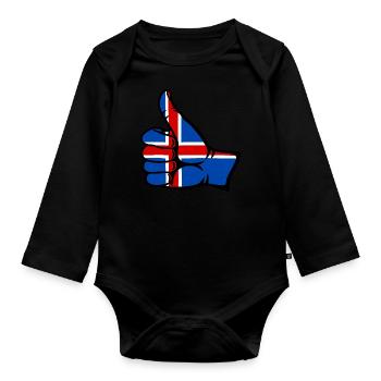 Island Flagge alles klar Symbol - Baby Bio-Langarm-Body - Schwarz - Vorne