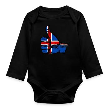 Island Flagge alles klar Symbol used - Baby Bio-Langarm-Body - Schwarz - Vorne