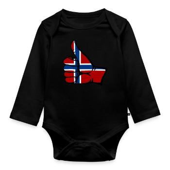 Norwegen Flagge alles klar Symbol - Baby Bio-Langarm-Body - Schwarz - Vorne
