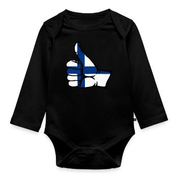 Finnland Flagge alles klar Symbol - Baby Bio-Langarm-Body - Schwarz - Vorne