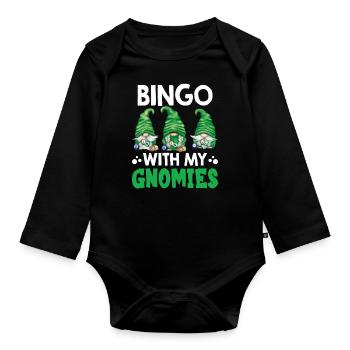 Bingo avec mes gnomies Bingo drôle - Body Bébé bio manches longues - noir - Devant