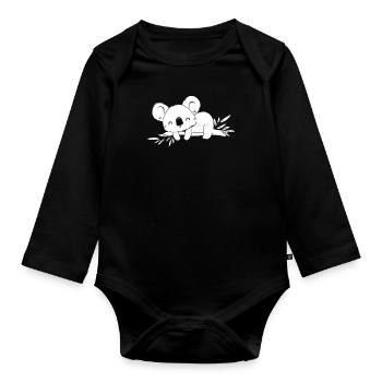 Koalabär Zweig - Baby Bio-Langarm-Body - Schwarz - Vorne