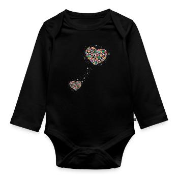 Enceinte Maman Chat Maman Maman Deux Coeurs - Body Bébé bio manches longues - noir - Devant