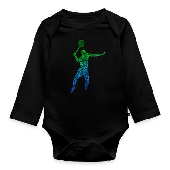 Badminton Joueurs de badminton Badminton Enfants - Body Bébé bio manches longues - noir - Devant