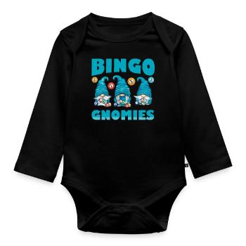 Bingo Gnomies Women Men Funny Bingo - Baby Bio-Langarm-Body - Schwarz - Vorne