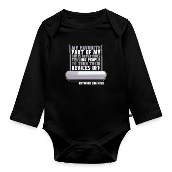 Ingénieur réseau Ma partie préférée de mon réseau - Body Bébé bio manches longues - noir - Devant
